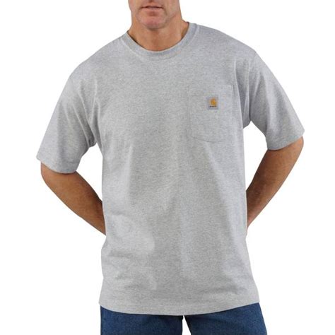 Carhartt Mens K87 Loose Fit Heavyweight Short Sleeve Pocket T Shirt Heather Grey L K87hgy L