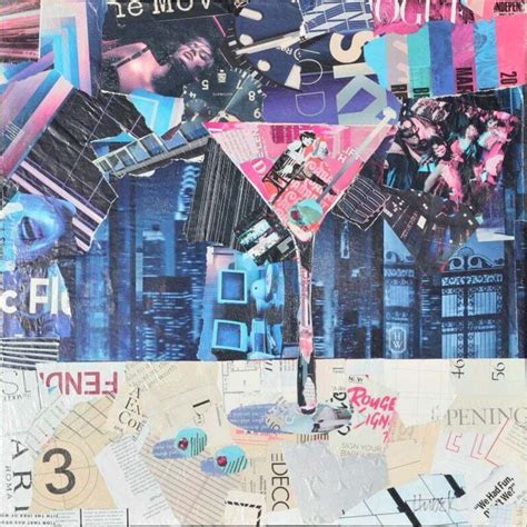 jim hudek square abstract pink martini glass mixed media pop art magazine collage 2021