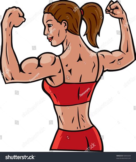 Woman Flexing Her Muscles Showing How Stock Illustration