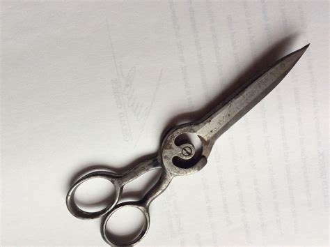 Antique C1870 Hand Forged Steel Scissors Sewing Or Desk Accessory From