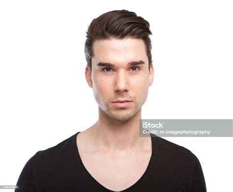 Close Up Portrait Of A Handsome Male Fashion Model Stock Photo