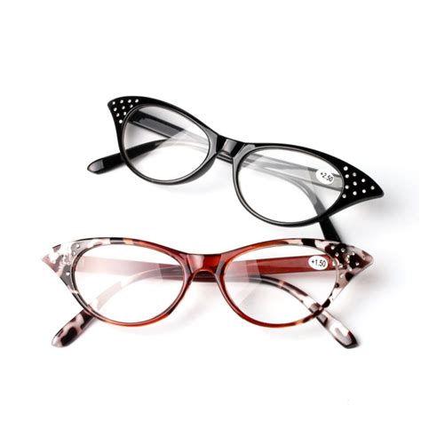 Womens Fashion Eyeglasses Designer Rhinestone Cat Eye Magnifying