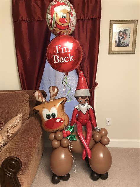Balloon Reindeer With Elf Balloons Balloon Decorations Elf On The Shelf