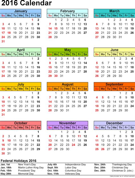 Calendar With Holidays 2016 Pictures Images