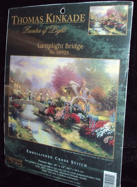 Thomas Kinkade Lamplight Bridge Embellished Cross Stitch Kit Ebay