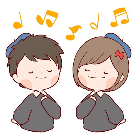 Animated Illustration Of A Boy And Girl Singing In A Chorus Ugokawa