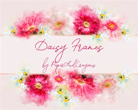 Watercolor Frames Floral Clipart Daisy Flower Borders Etsy Singapore