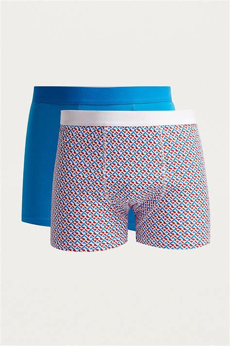 Uo Geo Print Boxer Trunks 2 Pack Urban Outfitters Uk