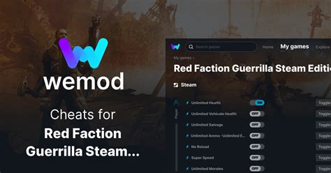 Red Faction Guerrilla Steam Edition Cheats Trainers For Pc Wemod