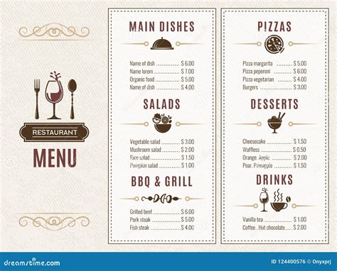 Design Template Of Restaurant Menu With Place For Your Text Stock