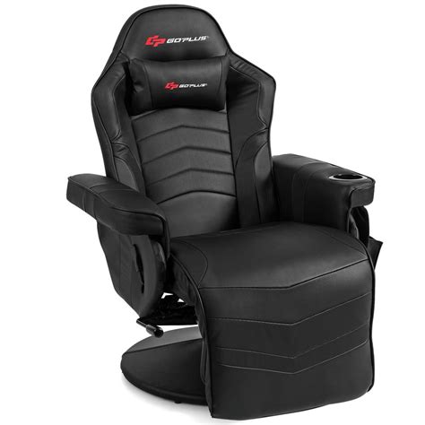 goplus massage gaming recliner reclining racing chair swivel blackgraybluered