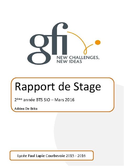 17+ Exemple Rapport De Stage Bts