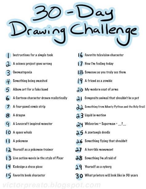 Victor Preato Iv 30 Day Drawing Challenge List