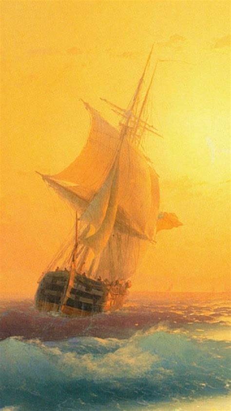 Ship Sea Painting Iphone Wallpapers Free Download
