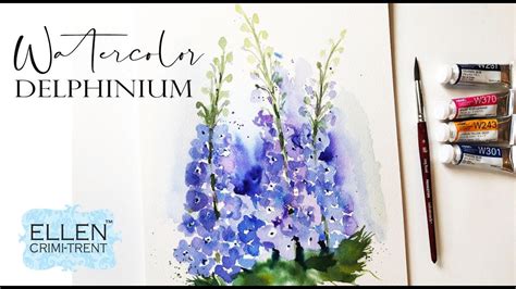 Loose Watercolor Delphinium For Beginners Step By Step Tutorial