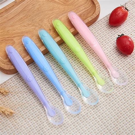 1pc Baby Spoon Bpa Free Soft Tip First Stage Silicone Infant Spoons