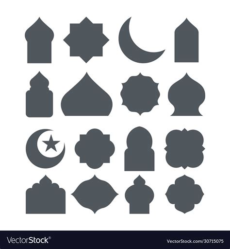 Set Blank Islamic Shape Design Royalty Free Vector Image