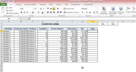 Control De Ventas Excel Básico 6 Ventas Tips