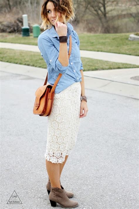 What I Wore Crocheted Skirt And Chambray One Little Momma