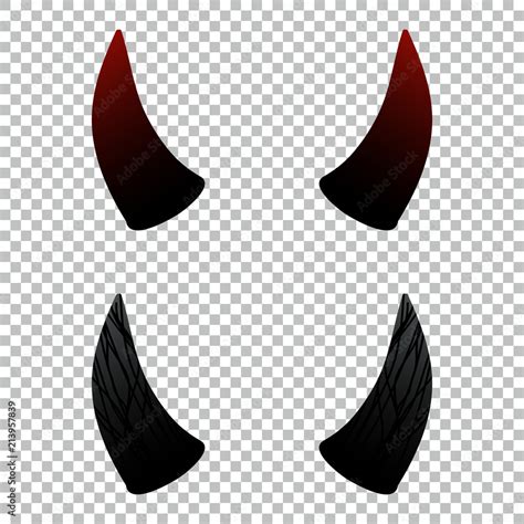 Devil Demon Or Satan Horns Set Collection On Transparent Background