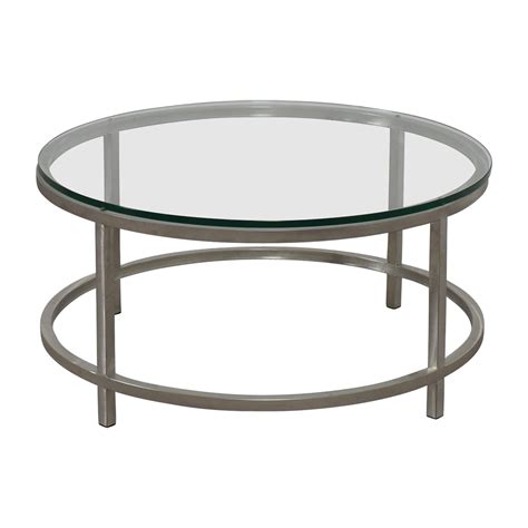 Stunning crate and barrel driftwood coffee table for sale. 64% OFF - Crate & Barrel Crate & Barrel Era Round Glass ...