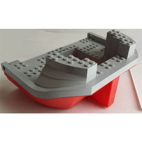 Lego Red Boat Hull 16 X 22 With Medium Stone Gray Top Brick Owl