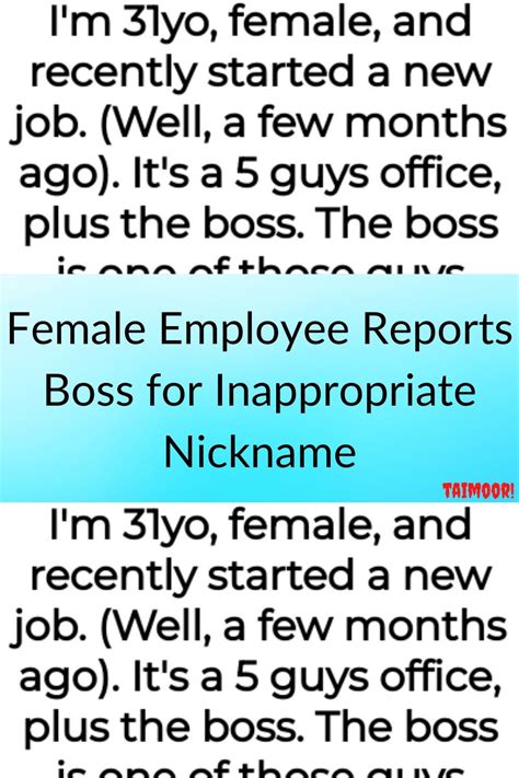 Guys Office Starting A New Job Nicknames Inappropriate Employee