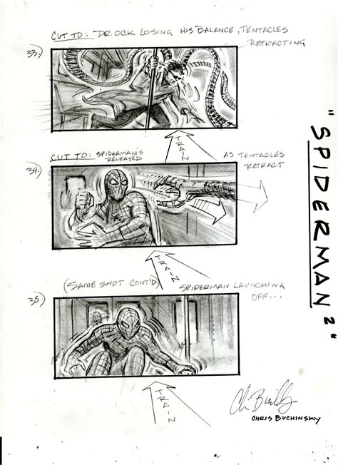 Spider Man 2 Subway Train Attack Storyboards By Chris Buchinsky Film