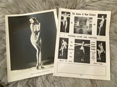 VINTAGE DIANA MIDNIGHT Burlesque Dancer Stripper Strip Tease 8x10 Photo