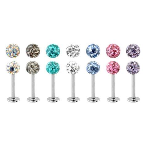 Multigem Surgical Steel Labrets Body Piercing With Resin Coating To Ensure The Gems Will Stay In