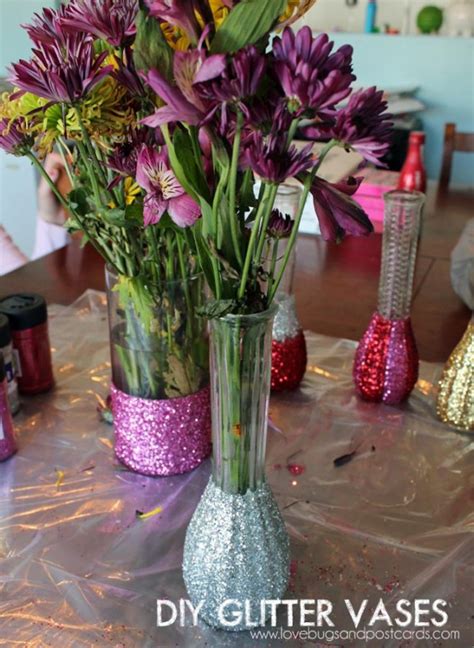 Diy Glitter Vases Tutorial And Pictures Lovebugs And Postcards
