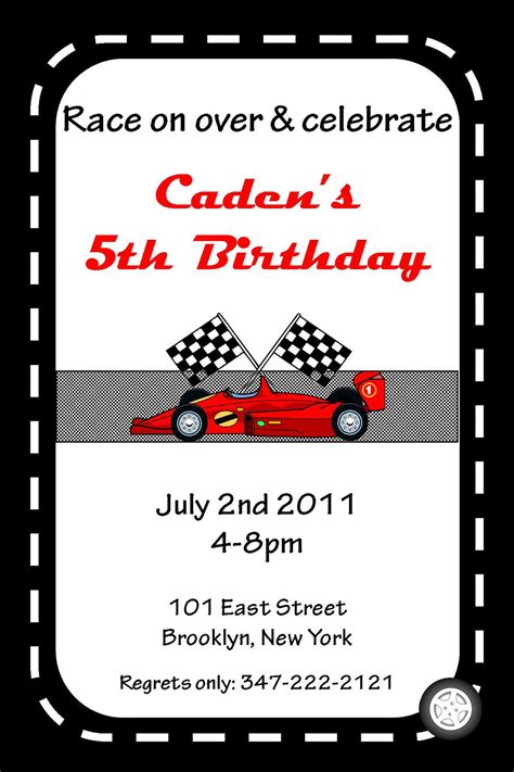 5 Best Images Of Race Car Invitations Printable Race Car Birthday