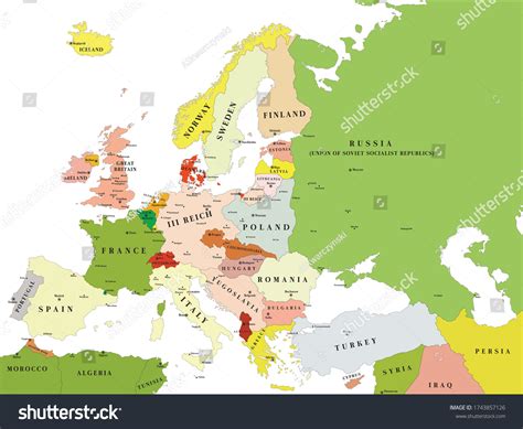 Vector Map Europe 1939 Europe Map Stock Vector Royalty Free