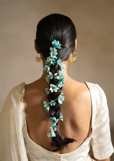 Veena Blue Flower Hair Accessory
