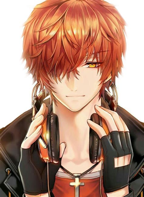 Animeboy Orangehair Anime Manga Boy Headphones Boywithh