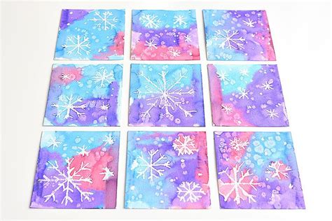 Magic Salt And Watercolor Snowflake Art Kids Art Projects Snowflakes