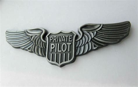 Private Pilot Aircraft Civilian Large Pewter Wings Lapel Pin Badge 28