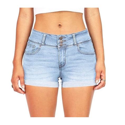 Short Jeans Feminina Curto Cintura Alta Bolso Modis Top Casual Bonita