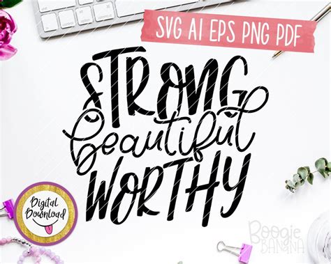 Strong Beautiful Worthy Svg Eps Png Pdf Cut File Christian Etsy