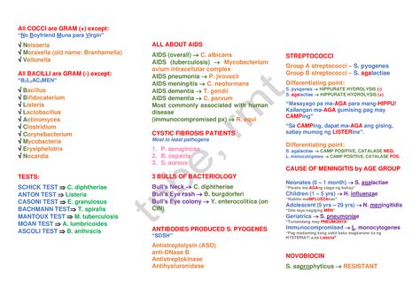 Compiled Microbiology Mnemonics All Cocci Are Gram Except No