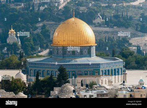 Dome Of The Rock On The Temple Mount In Jerusalem From Above Stock