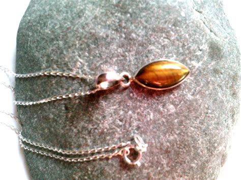 Tiger S Eye Pendant Tiger S Eye Marquise Sterling Silver Pendant
