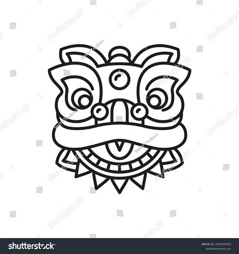 Chinese Lion Dancer Head Isolated Thin Stock Vector Royalty Free