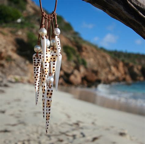 Sea Shell Necklace Knotted On Leather With Cultured South Sea Fine