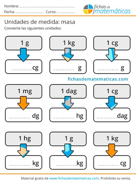 Unidades De Masa Fichas De Matemáticas