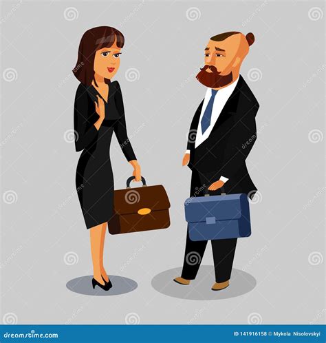 Businessman And Businesswoman Color Illustration Stock Vector