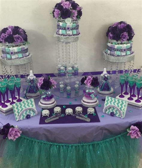 This purple and turquoise baby shower invitation can inspire you to organize a magical party for mom to be you just can't go wrong with glitter and green, turquoise and purple cakes and decoration, your party will. Little Mermaid Baby Shower Baby Shower Party Ideas ...