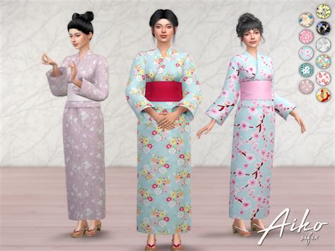 The Sims Resource Aiko Yukata In 2022 Sims 4 Dresses Sims 4