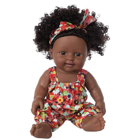 Zqdoll Black Doll 11 8 Inch Realistic Soft Silicone Girl Dolls African American Doll Cute Curly