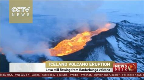 Aerial Footage Shows Lava Pouring Out Of Icelandic Volcano Youtube